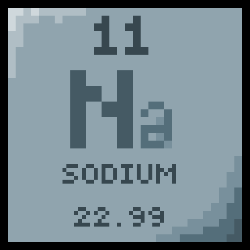 Sodium: Number: 11, Atomic Mass: 22.99 amu, Element Symbol: Na